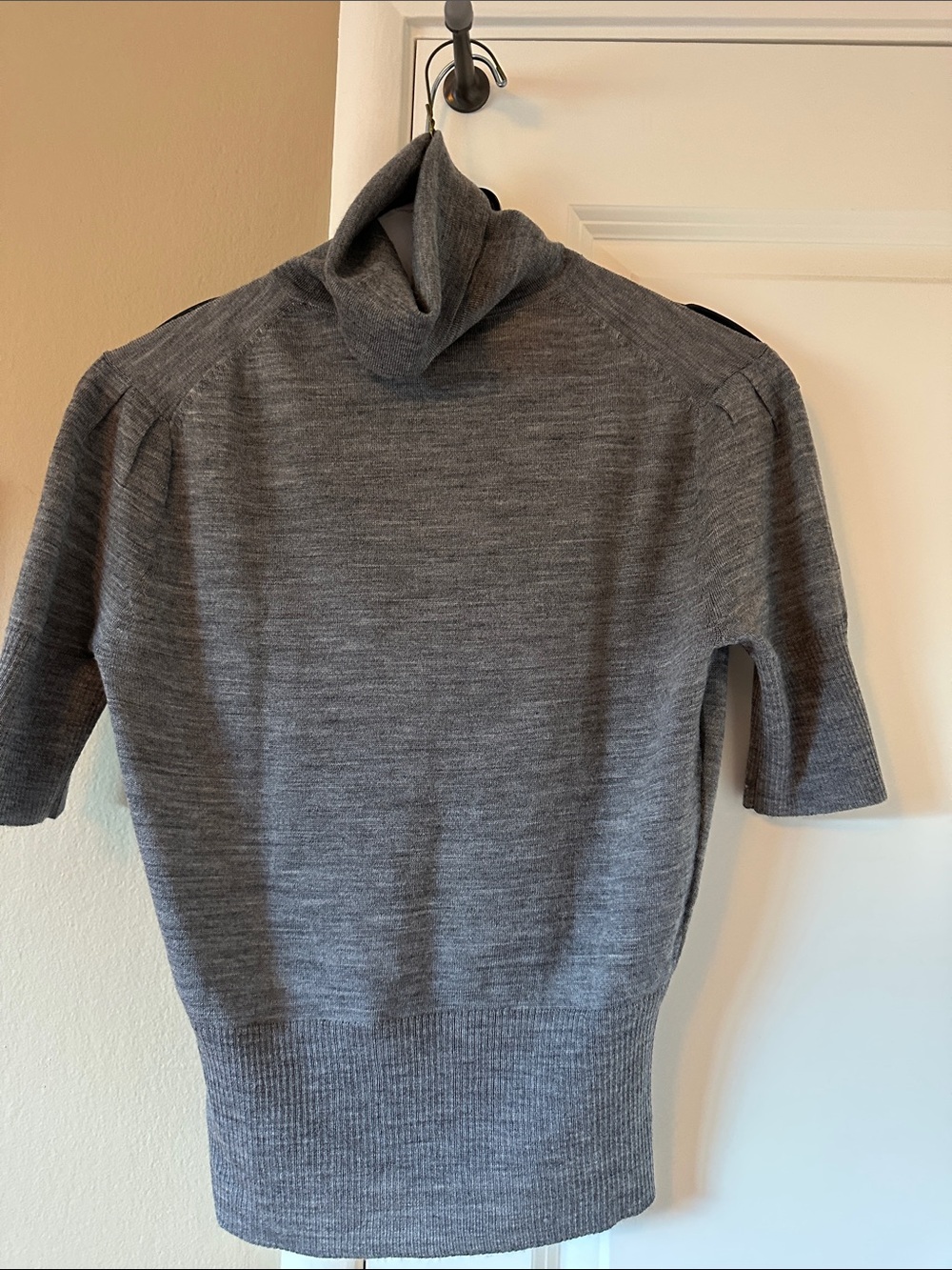 BCBGMaxAzria Merino Wool Short-Sleeve Turtleneck Sweater